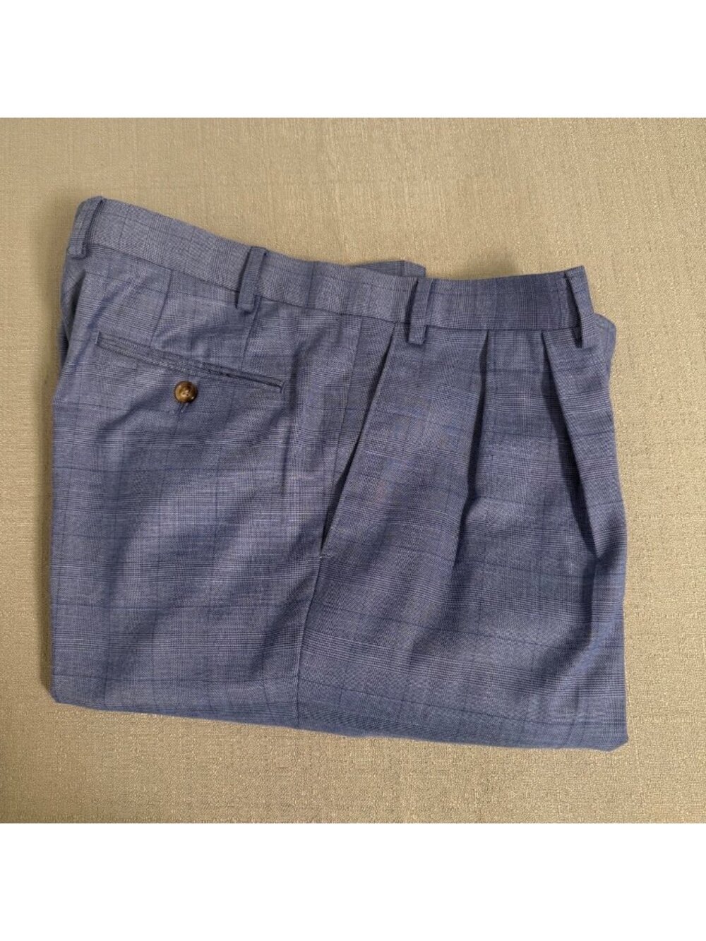 Ralph Lauren Blue Glen Plaid Mens Dress Pants Formal Preppy Office 36W x 32L